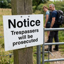 Notice Trespassers Will Be Prosecuted Sign – 400mm x 300mm – Rigid Plastic – Indoor/Outdoor