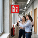 Fire Extinguisher Symbol Sign – 175mm x 175mm – Brushed Aluminium – Commercial Use