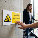 Braille Caution Mind The Step Sign – 300mm x 150mm – 1.5mm PVC – Indoor Safety