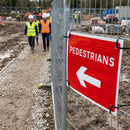 Pedestrian Arrow Left Sign – 600mm x 450mm – Polypropylene RA1 – Temporary Traffic Use