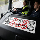 Cab Safety Sticker – 300mm x 150mm – Self Adhesive Vinyl – Indoor Use