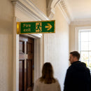 Fire Exit Sign with Running Man – 300mm x 100mm – Polished Brass – Indoor Use