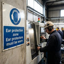Ear Protection Zone Ear Protectors Must Be Worn Safety Signs – 1mm Rigid Plastic – Indoor/Outdoor Use