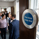 Fire Door Keep Shut Sign – 70mm x 70mm – Brushed Aluminium – Indoor Safety