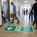 Fire Exit Arrow Left Floor Graphic Signs – 600mm x 200mm – Polycarbonate – Industrial Use
