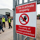 Private Property Safety Sign – 600mm x 450mm – Rigid Plastic – Indoor/Outdoor Use