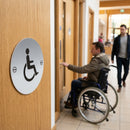 Disabled Toilet Door Sign – Brushed Aluminium or Stainless Steel – Self-Adhesive – Indoor Use
