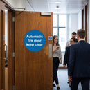 Automatic Fire Door Keep Clear Sign – 1mm Rigid Plastic – Indoor/Outdoor Use