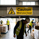 Caution Mind Your Head Safety Sign – 1mm Rigid Plastic – Indoor/Outdoor Use