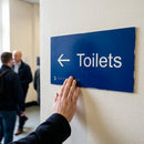 Braille Toilets Arrow Left Sign – 225mm x 150mm – 1.5mm PVC – Indoor Use