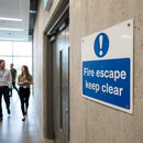 Fire Escape Keep Clear Sign – Symbol – Rigid Plastic & Vinyl – Indoor/Outdoor Use