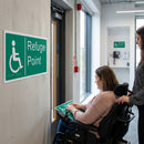 Braille Refuge Point Sign – 300mm x 150mm – PVC with Self-Adhesive – Emergency Use