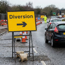Diversion Right Reflective Temporary Road Traffic Sign – Class RA1 – Industrial Use