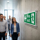 Fire Exit Left Visual Impact Sign – 450mm x 150mm – Clear Acrylic – Indoor/Outdoor Use