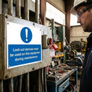 Lockout Devices Must Be Used On This Equipment During Maintenance Safety Sign – 1mm Rigid Plastic – Indoor/Outdoor Use