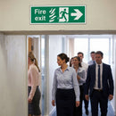 Fire Exit Sign – Arrow Right with Flames & Running Man – Indoor Safety