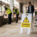 Caution Men at Work Sign – 300mm x 600mm – Fluted Polypropylene – Indoor/Outdoor
