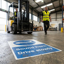 Sound Horn Drive Slowly Floor Graphic – 400mm x 600mm – Polycarbonate – Industrial