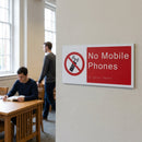Braille No Mobile Phones Sign – 300mm x 150mm – 1.5mm PVC – Indoor Use