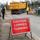 Caution Lorries Turning Traffic Sign – 600mm x 450mm – Polypropylene – Indoor/Outdoor