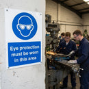 Eye Protection Safety Sign – A4 – 1mm Rigid Plastic – Indoor/Outdoor