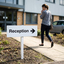 Reception Right Verge Sign with Post – 450mm x 150mm – 2mm Aluminium – Outdoor Use