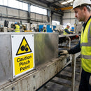 Caution Pinch Point Safety Signs – 1mm Rigid Plastic & Self-Adhesive Vinyl – Indoor/Outdoor Use