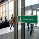Directional Sign – Slide to Open Left – Indoor/Outdoor Use
