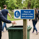 Safety Sign – Place All Rubbish In Bins – Rigid Plastic & Vinyl – Indoor/Outdoor Use