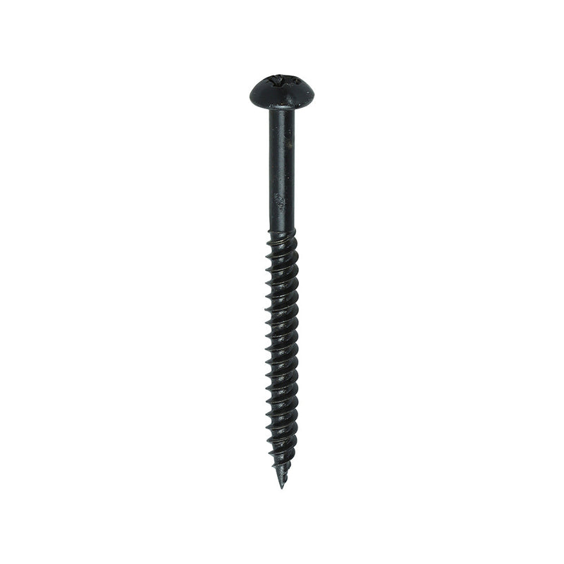 TIMCO Twin-Threaded Round Head Black Woodscrews - 8 x 2