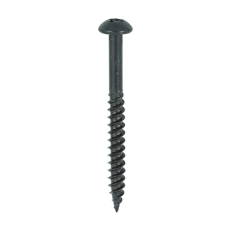 TIMCO Twin-Threaded Round Head Black Woodscrews - 10 x 2