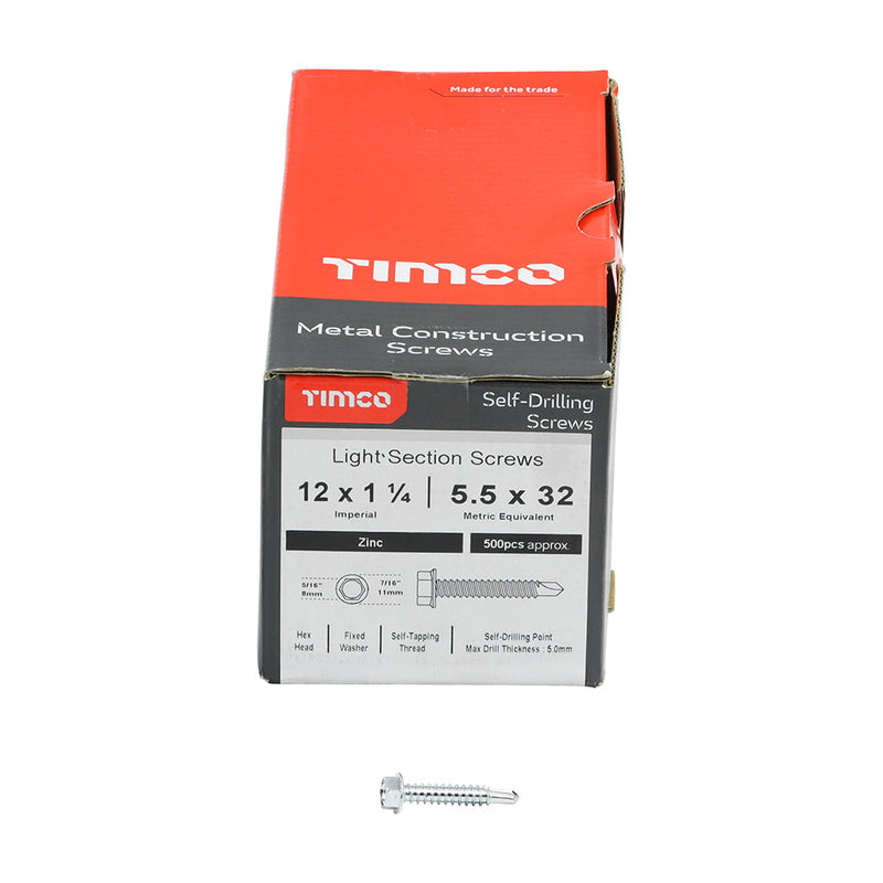TIMCO Self-Drilling Light Section Silver Screws - 12 x 1 1/4