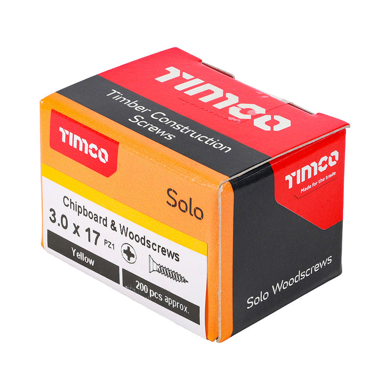 TIMCO Solo Countersunk Gold Woodscrews - 3.0 x 17