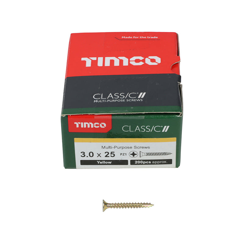 TIMCO Classic Multi-Purpose Countersunk Gold Woodscrews - 3.0 x 25