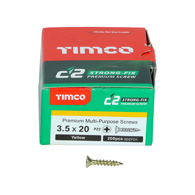 TIMCO C2 Strong-Fix Multi-Purpose Premium Countersunk Gold Woodscrews - 3.5 x 20