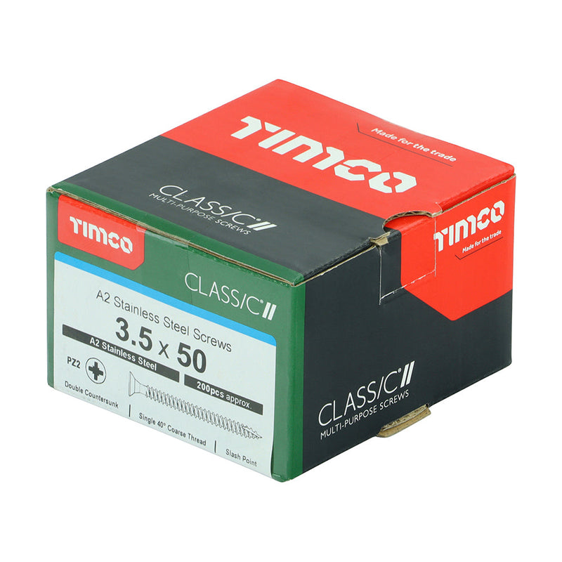 TIMCO Classic Multi-Purpose Countersunk A2 Stainless Steel Woodcrews - 3.5 x 50