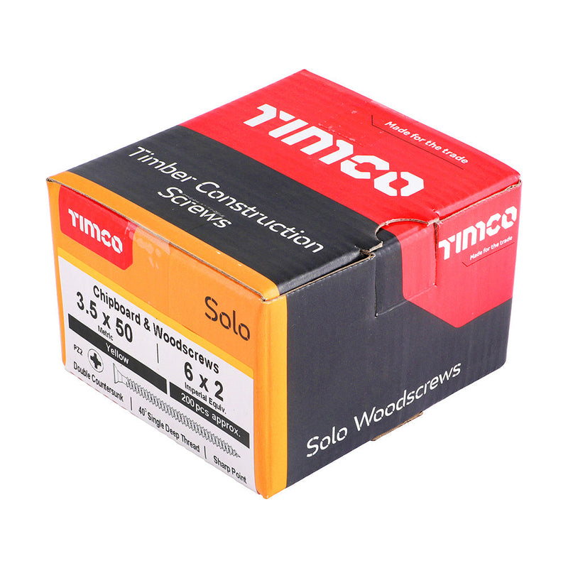 TIMCO Solo Countersunk Gold Woodscrews - 3.5 x 50
