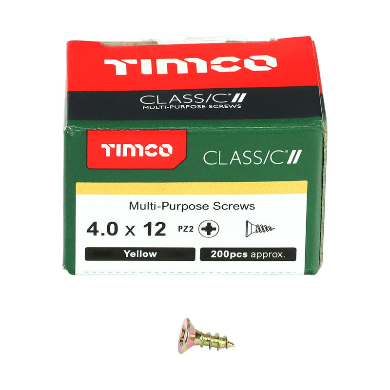 TIMCO Classic Multi-Purpose Countersunk Gold Woodscrews - 4.0 x 12