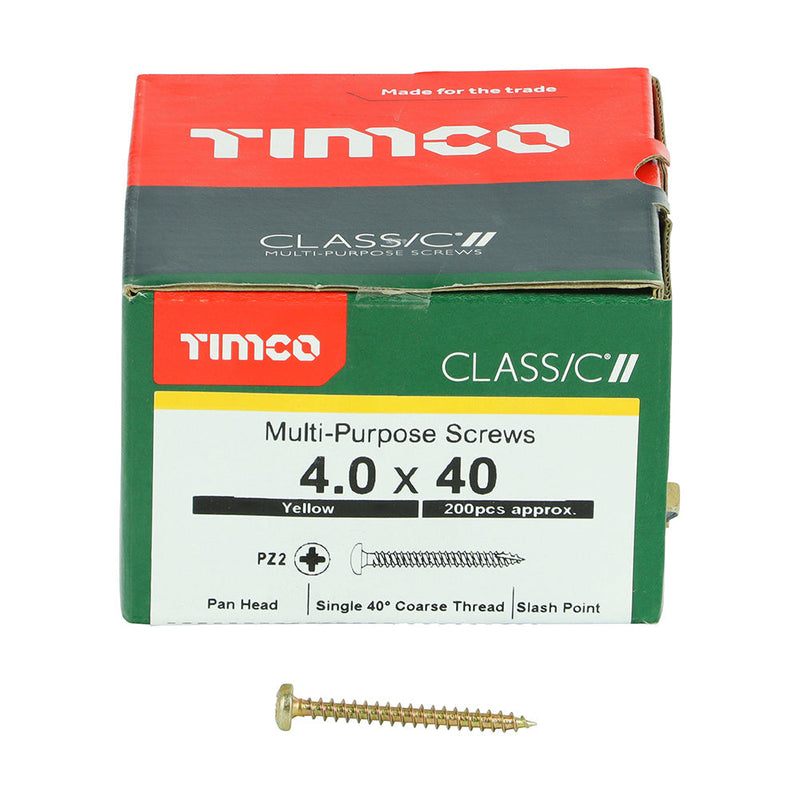 TIMCO Classic Multi-Purpose Pan Head Gold Woodscrews - 4.0 x 40