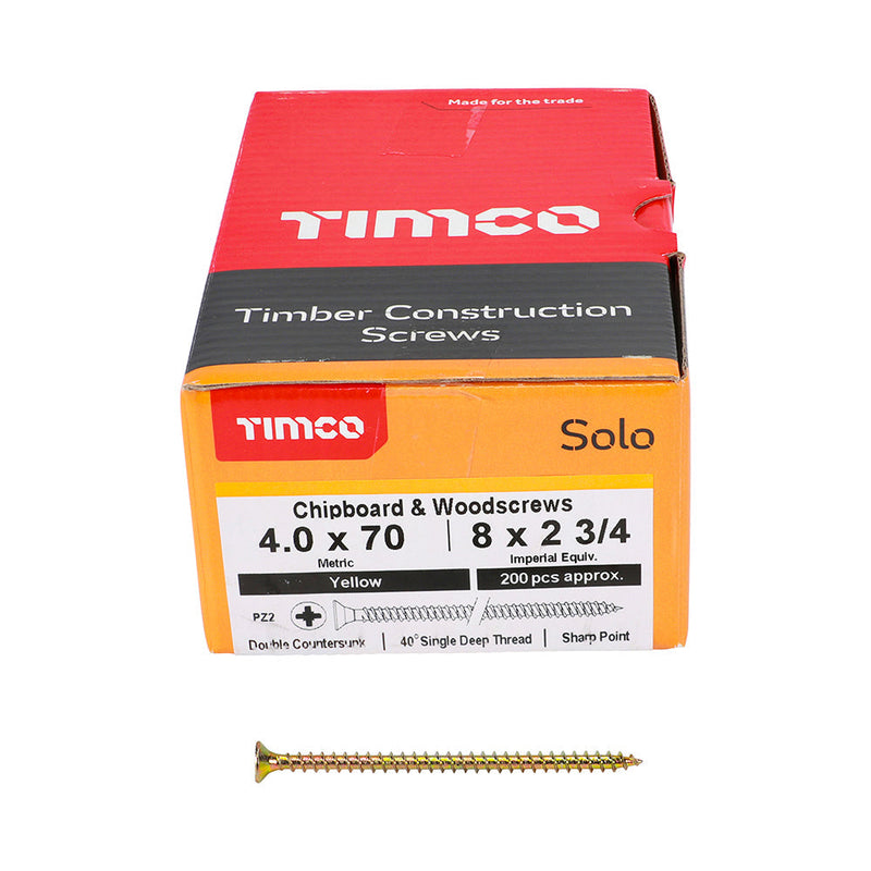 TIMCO Solo Countersunk Gold Woodscrews - 4.0 x 70