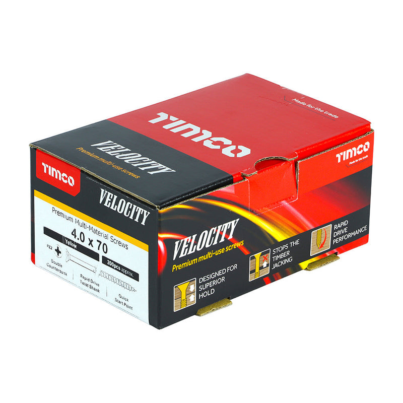 TIMCO Velocity Premium Multi-Use Countersunk Gold Woodscrews - 4.0 x 70