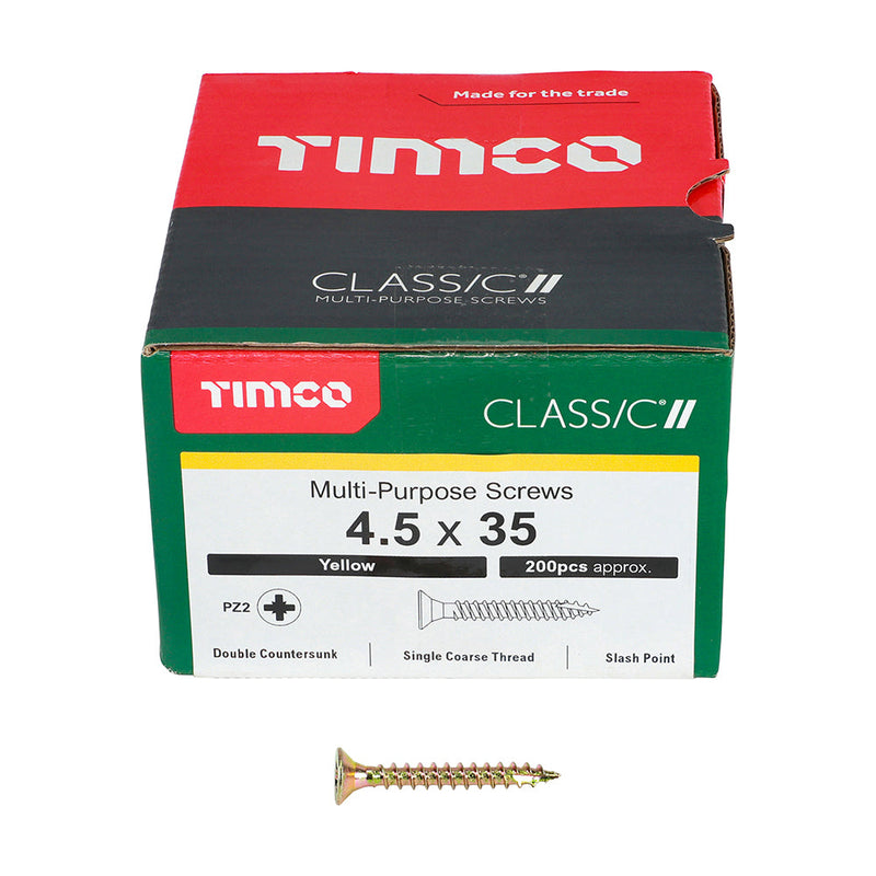 TIMCO Classic Multi-Purpose Countersunk Gold Woodscrews - 4.5 x 35