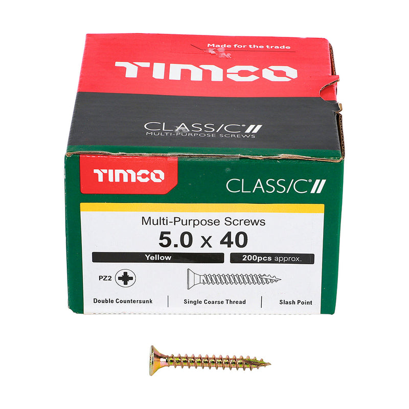 TIMCO Classic Multi-Purpose Countersunk Gold Woodscrews - 5.0 x 40