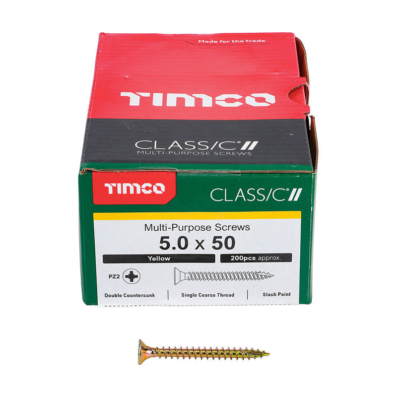 TIMCO Classic Multi-Purpose Countersunk Gold Woodscrews - 5.0 x 50