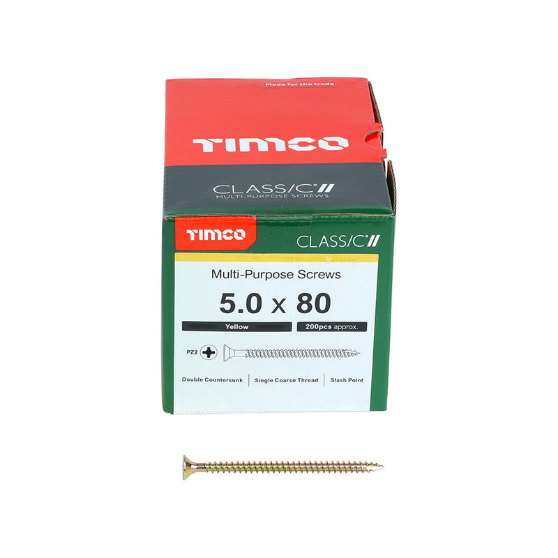 TIMCO Classic Multi-Purpose Countersunk Gold Woodscrews - 5.0 x 80