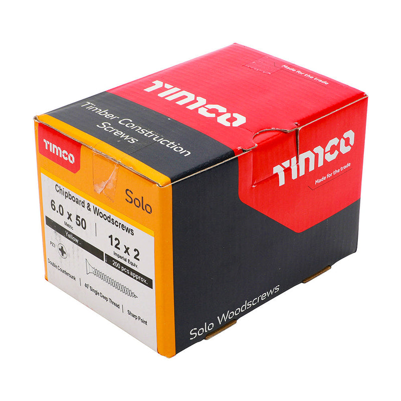 TIMCO Solo Countersunk Gold Woodscrews - 6.0 x 50