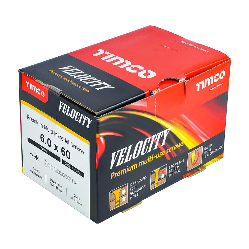 TIMCO Velocity Premium Multi-Use Countersunk Gold Woodscrews - 6.0 x 60