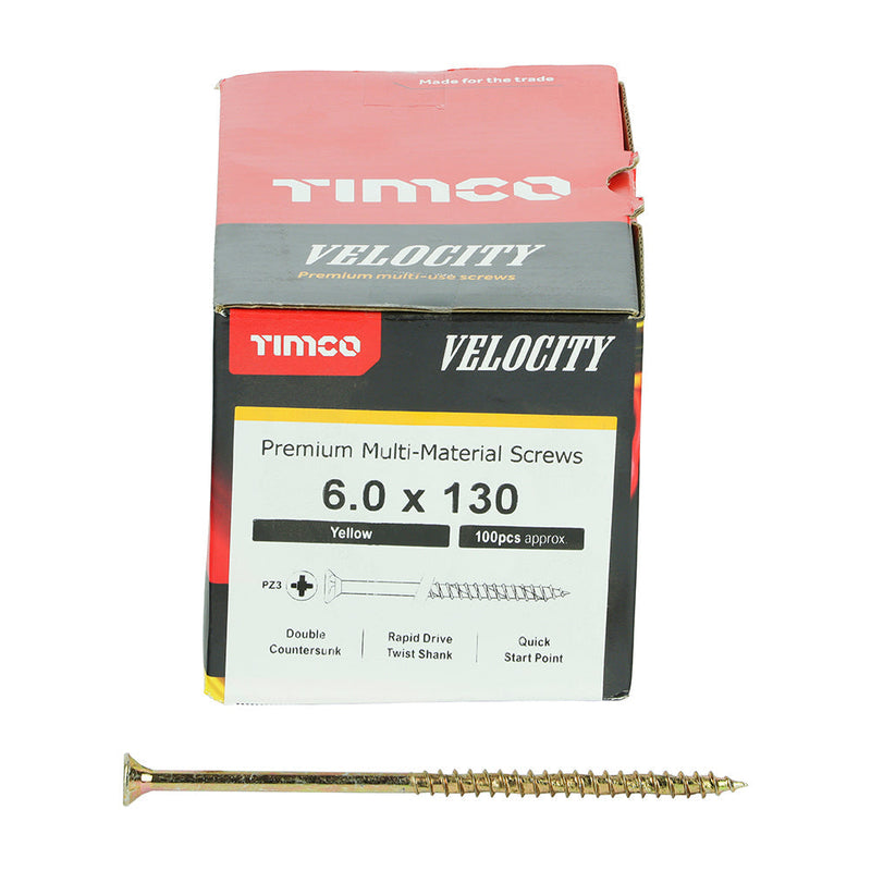TIMCO Velocity Premium Multi-Use Countersunk Gold Woodscrews - 6.0 x 130