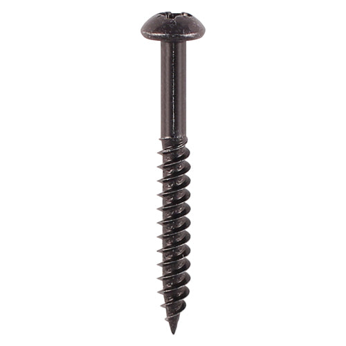 TIMCO Twin-Threaded Round Head Black Woodscrews - 10 x 1 1/4