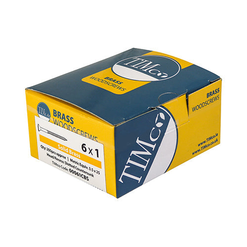 TIMCO Solid Brass Countersunk Woodscrews - 4 x 5/8